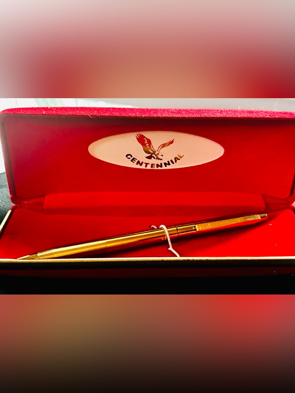 Vintage Gold Tone Original Centennial Pen in red Velvet case with Gold Finish